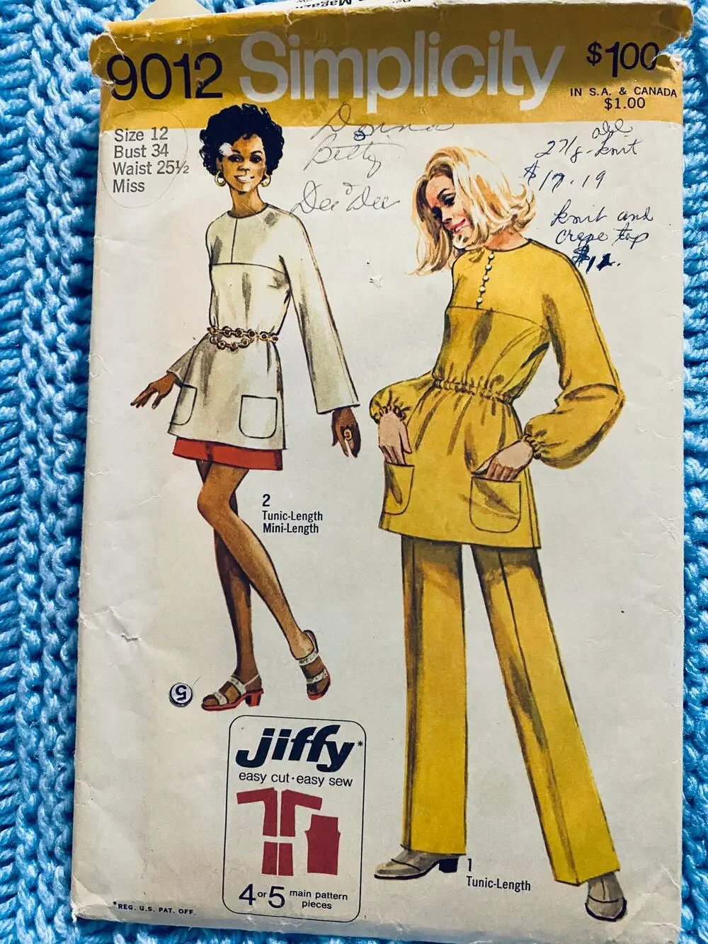 Simplicity 9012 tunic top pants pattern